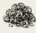 Etched illustration of sliced spring onion rings